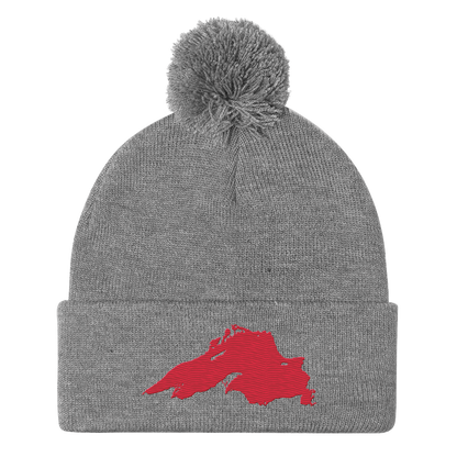 Lake Superior Pom-Pom Beanie | Lighthouse Red