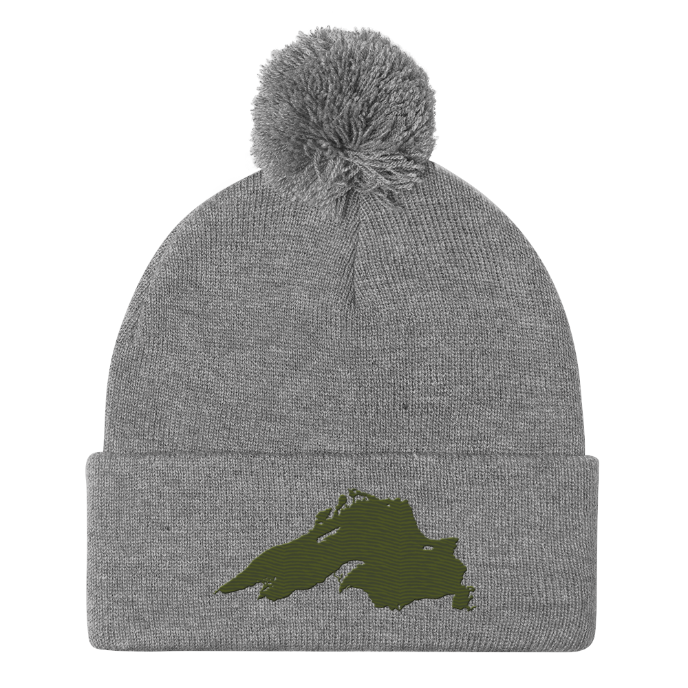 Lake Superior Pom-Pom Beanie | Army Green