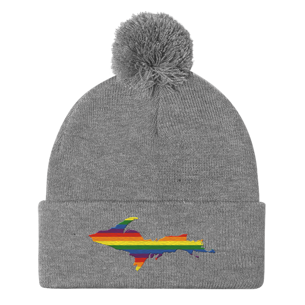 Upper Peninsula Pom-Pom Beanie | Rainbow Pride Edition