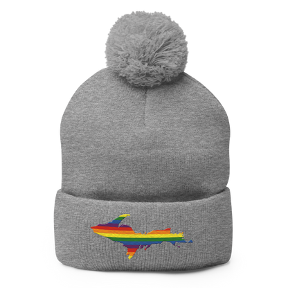 Upper Peninsula Pom-Pom Beanie | Rainbow Pride Edition