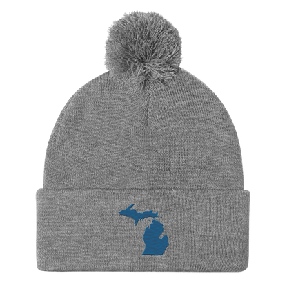 Michigan Pom-Pom Beanie | Blueberry Outline