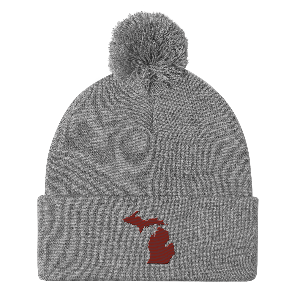 Michigan Pom-Pom Beanie | Cherryland Red Outline