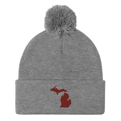 Michigan Pom-Pom Beanie | Cherryland Red Outline