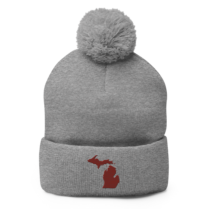 Michigan Pom-Pom Beanie | Cherryland Red Outline