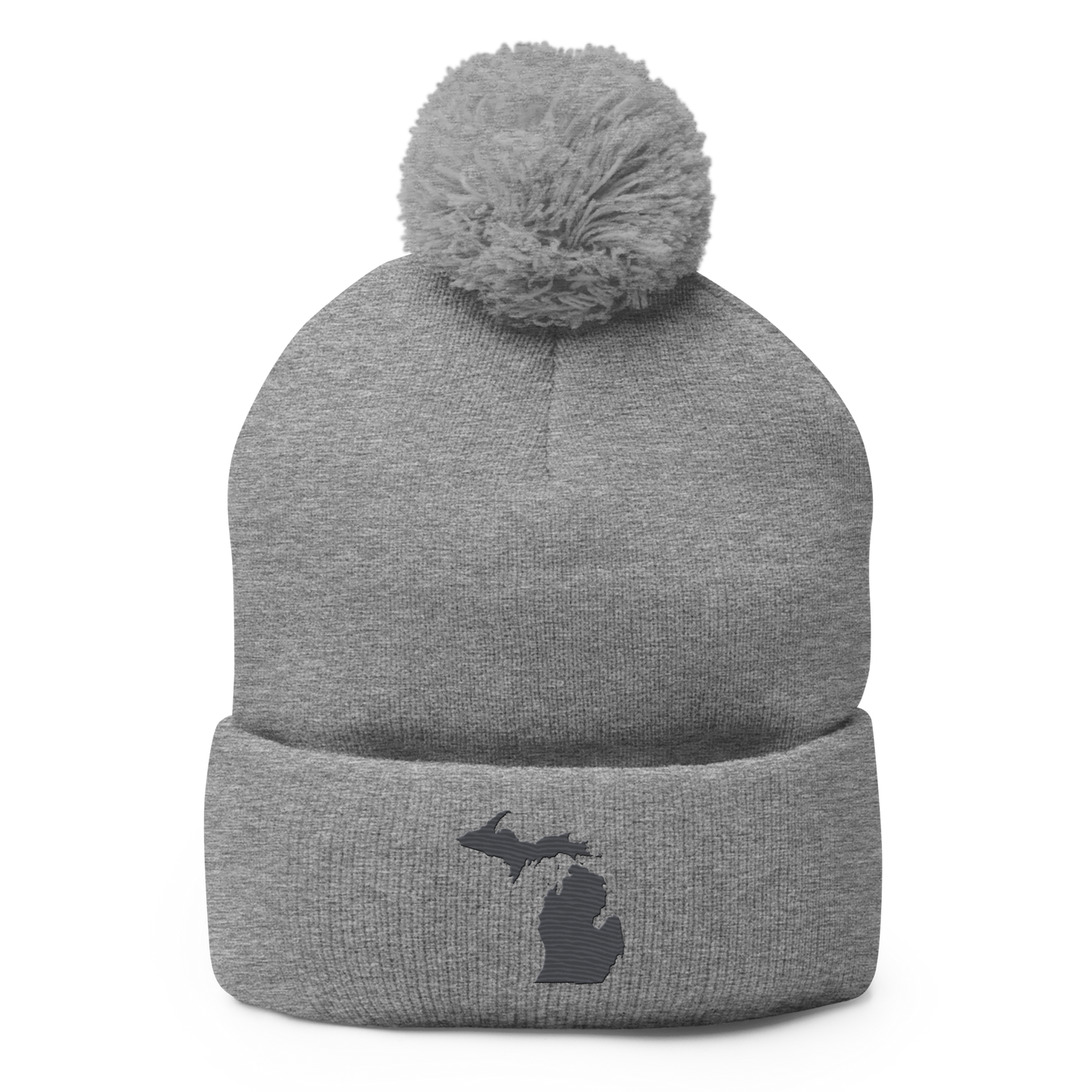 Michigan Pom-Pom Beanie | Iron Ore Grey Outline