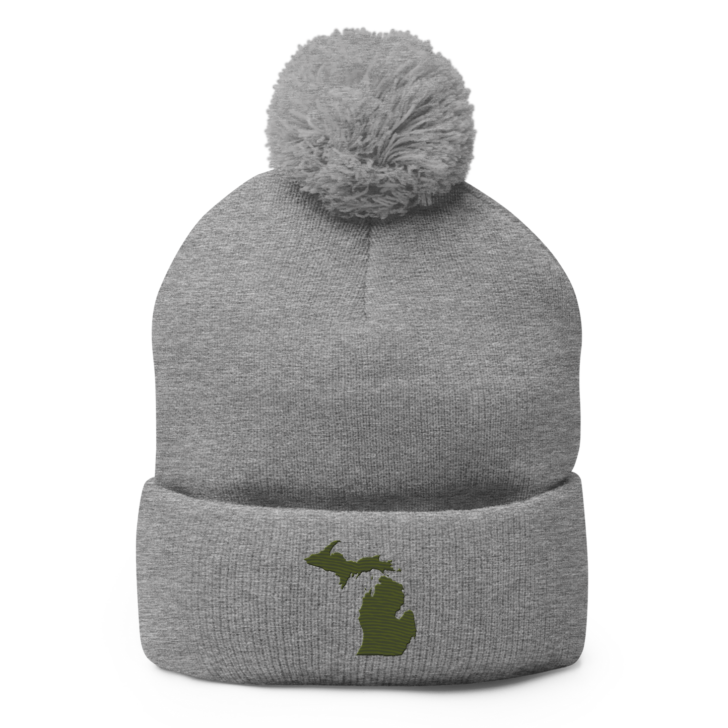 Michigan Pom-Pom Beanie | Army Green Outline