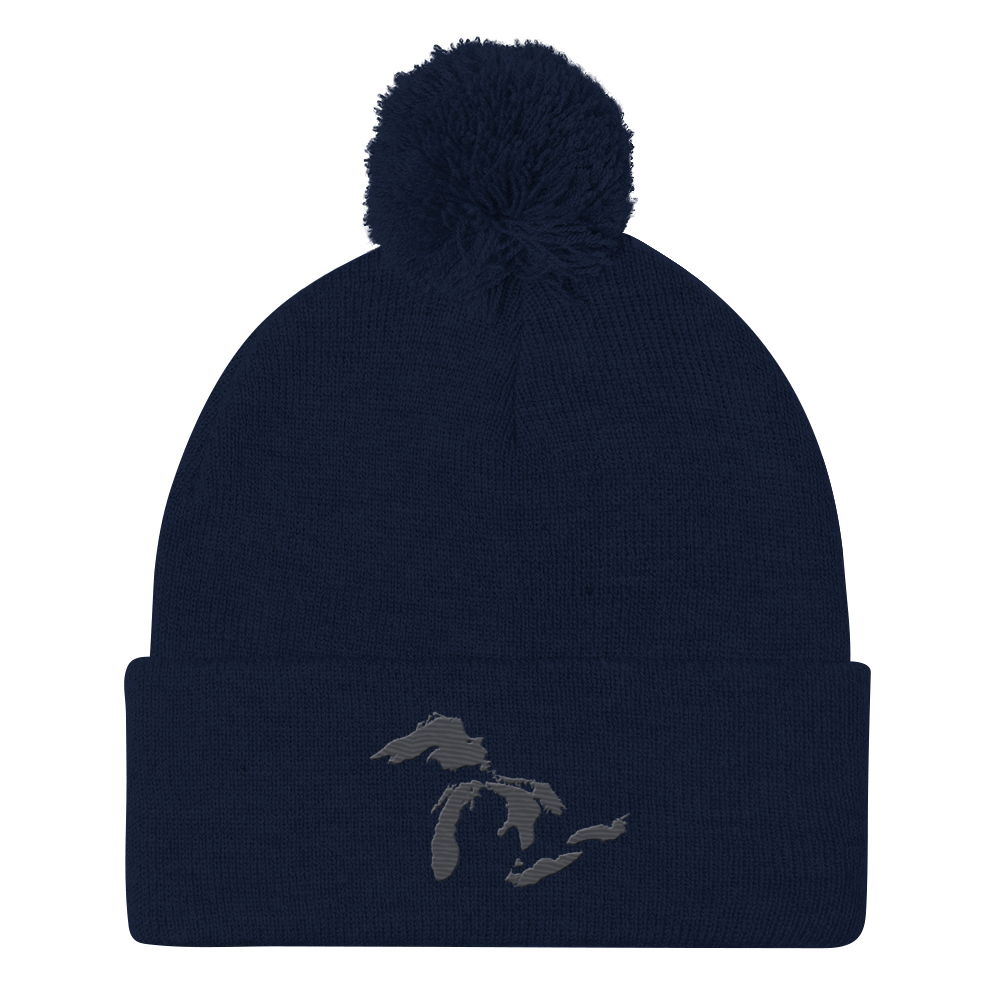 Great Lakes Pom-Pom Beanie (Iron Ore Grey)