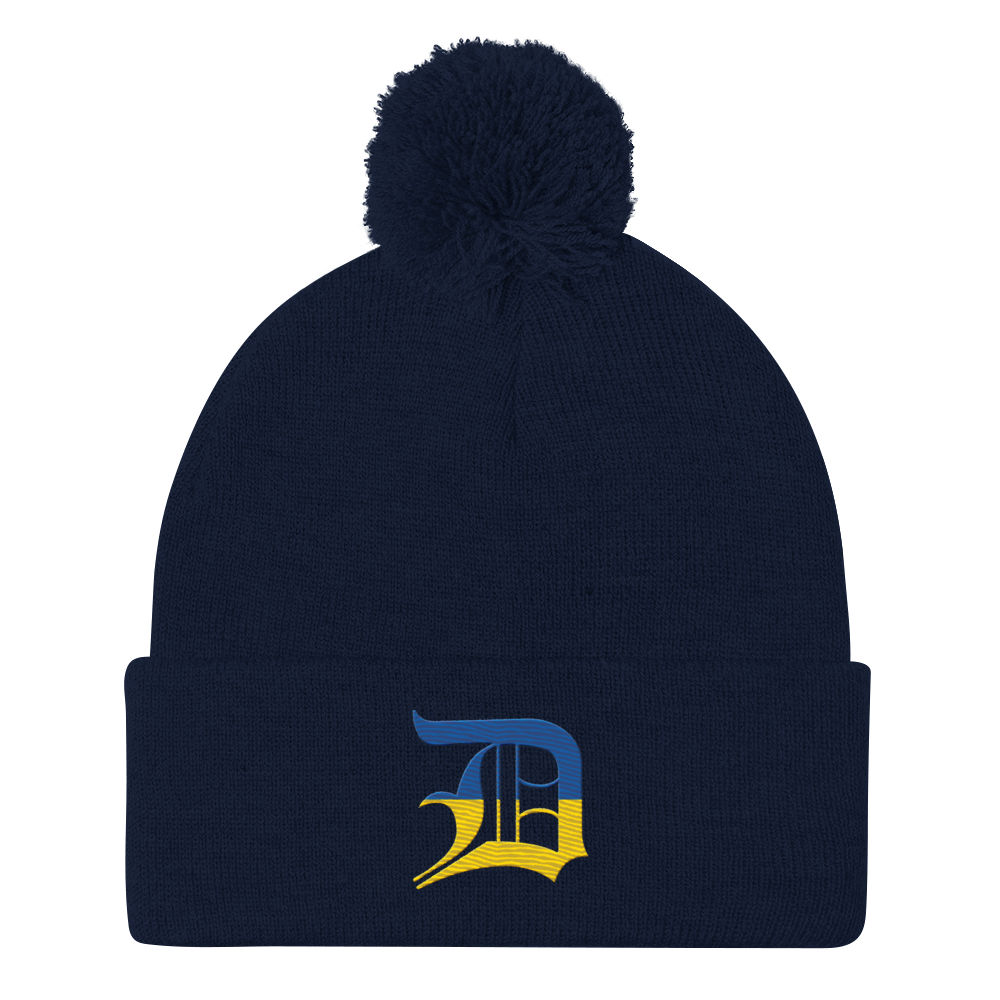 Detroit 'Old English D' Pom-Pom Beanie (Ukraine Edition)