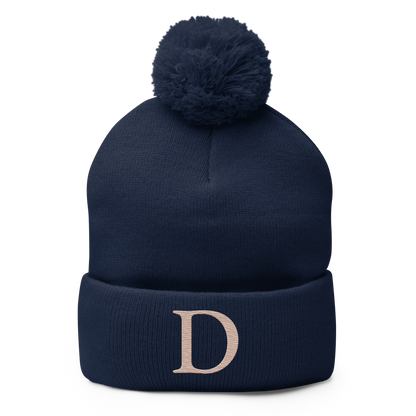 Detroit 'Old French D' Pom-Pom Beanie (Rose Gold)