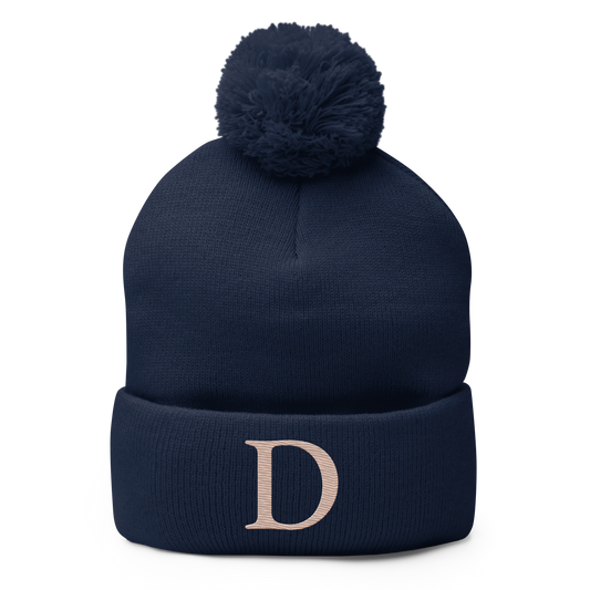 Detroit 'Old French D' Pom-Pom Beanie (Rose Gold)