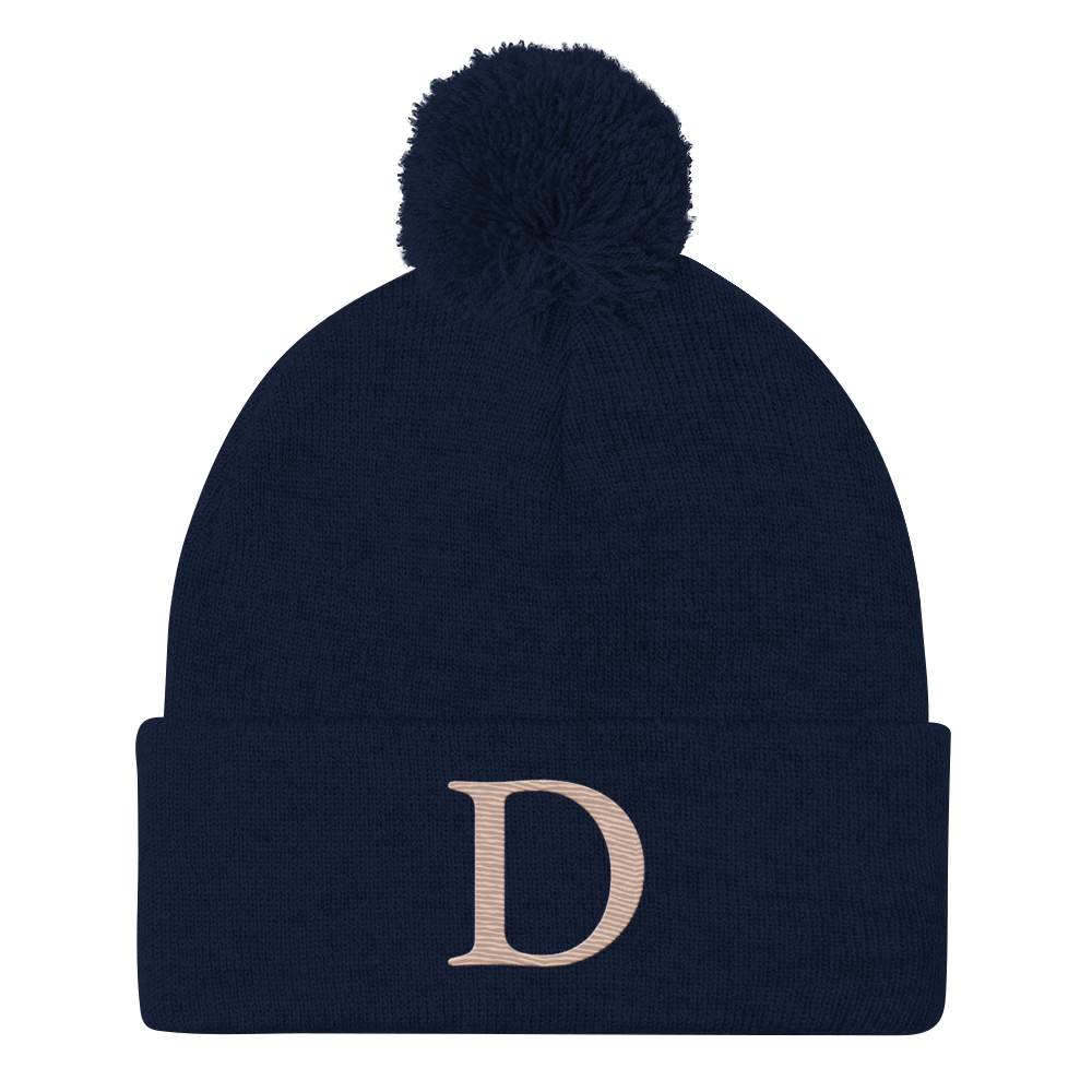 Detroit 'Old French D' Pom-Pom Beanie (Rose Gold)