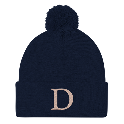 Detroit 'Old French D' Pom-Pom Beanie (Rose Gold)