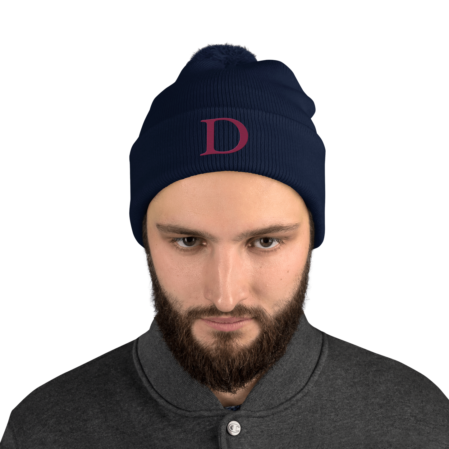 Detroit 'Old French D' Pom-Pom Beanie (Ruby Red)