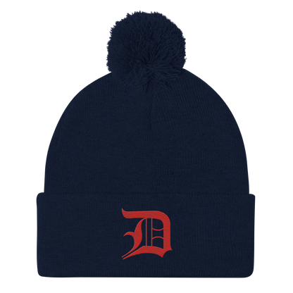 Detroit 'Old English D' Pom-Pom Beanie (Aliform Red)