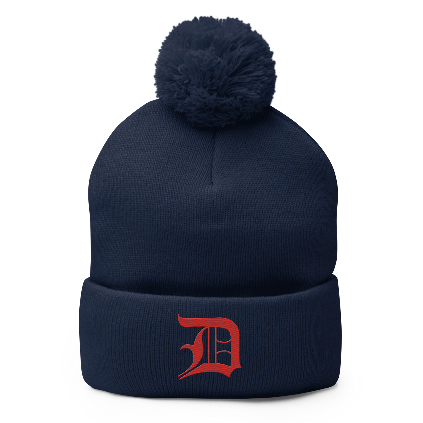 Detroit 'Old English D' Pom-Pom Beanie (Aliform Red)