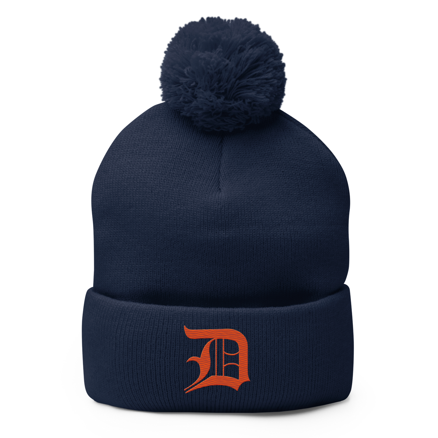 Detroit 'Old English D' Pom-Pom Beanie (Maple Leaf Orange)