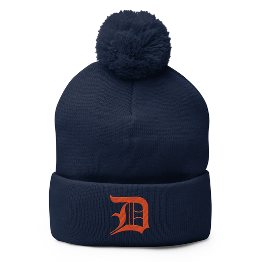 Detroit 'Old English D' Pom-Pom Beanie (Maple Leaf Orange)