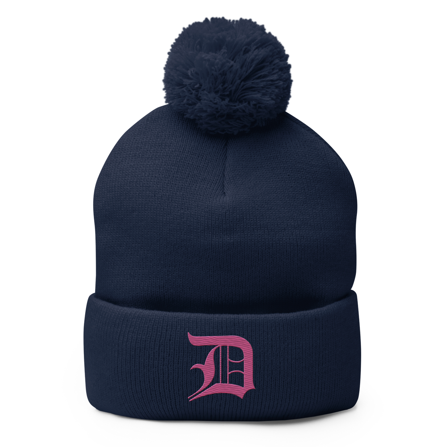 Detroit 'Old English D' Pom-Pom Beanie (Apple Blossom Pink)