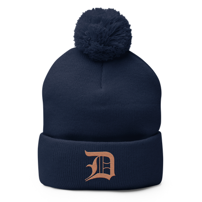 Detroit 'Old English D' Pom-Pom Beanie (Copper)