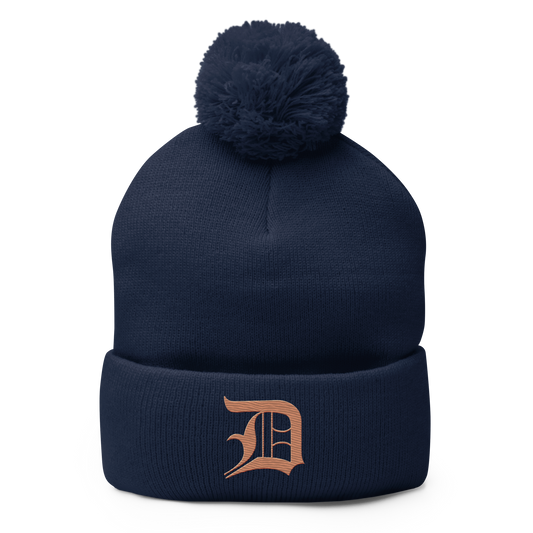 Detroit 'Old English D' Pom-Pom Beanie (Copper)