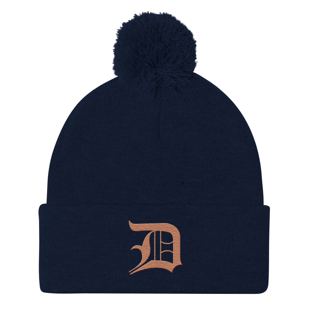 Detroit 'Old English D' Pom-Pom Beanie (Copper)