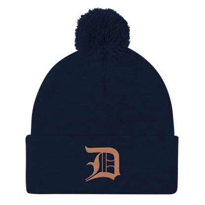 Detroit 'Old English D' Pom-Pom Beanie (Copper)