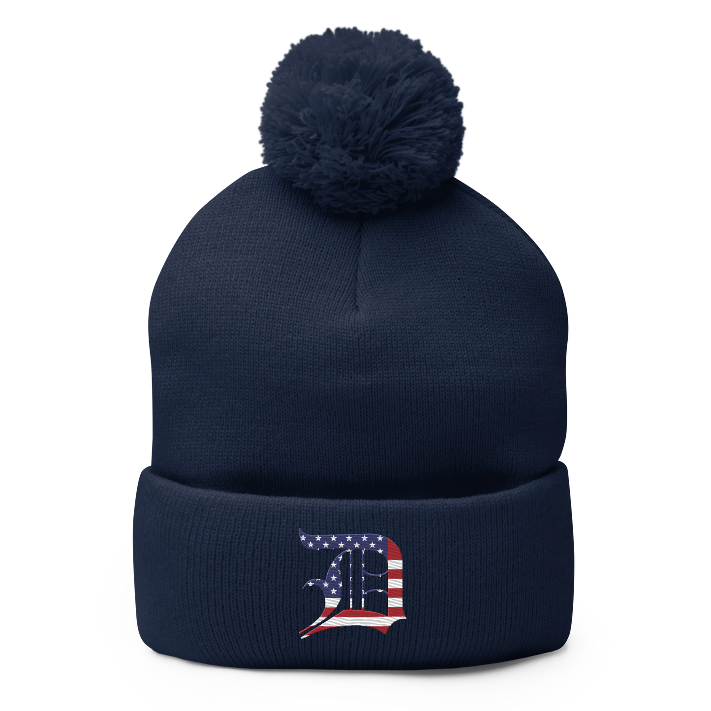 Detroit 'Old English D' Pom-Pom Beanie (Patriotic Edition)