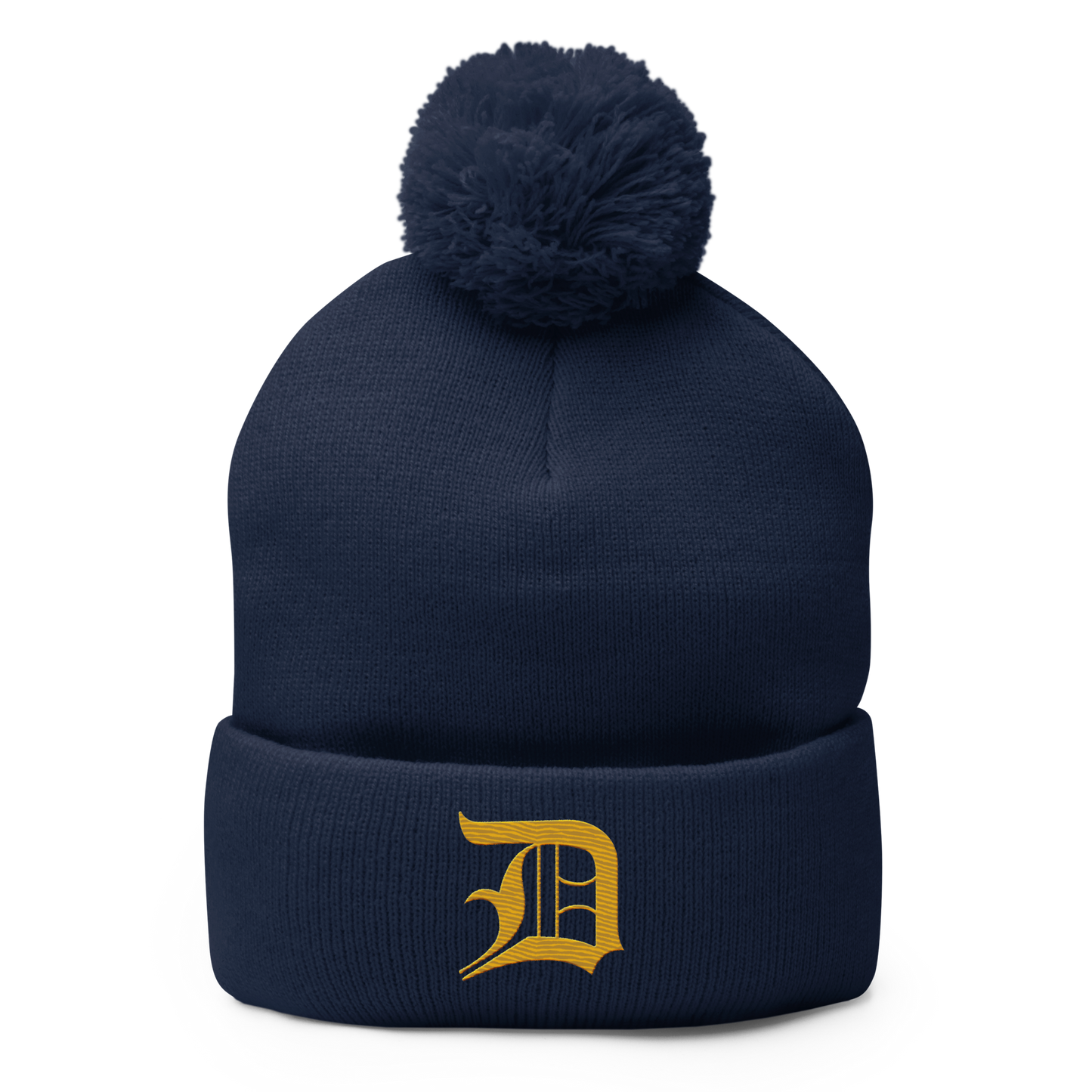 Detroit 'Old English D' Pom-Pom Beanie (Gold)