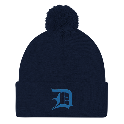 Detroit 'Old English D' Pom-Pom Beanie (Azure)