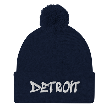 'Detroit' Pom-Pom Beanie (Tag Font)