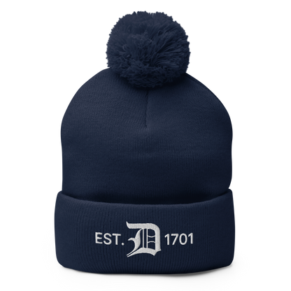 Detroit 'EST. 1701' Pom-Pom Beanie (w/ Old English 'D')