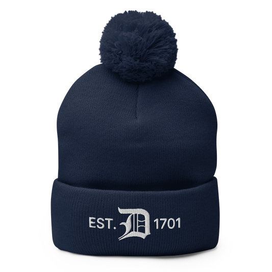 Detroit 'EST. 1701' Pom-Pom Beanie (w/ Old English 'D')