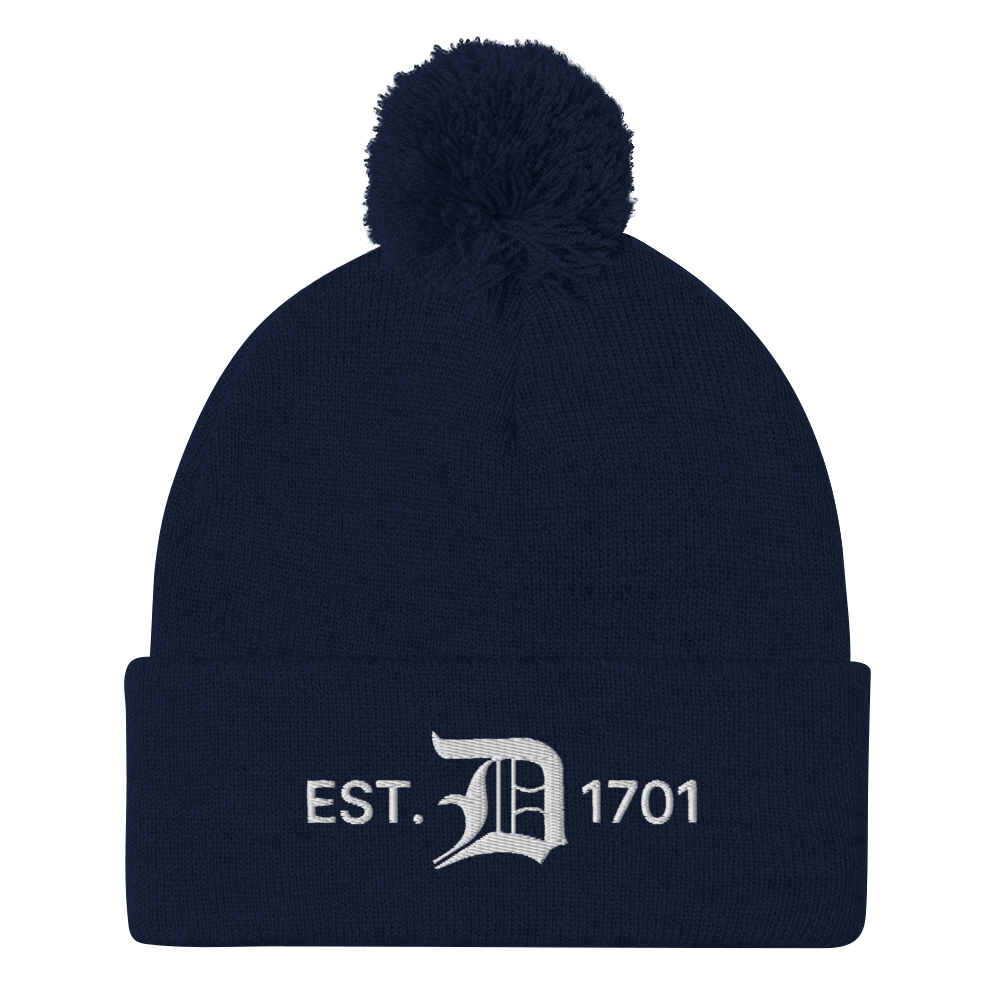 Detroit 'EST. 1701' Pom-Pom Beanie (w/ Old English 'D')