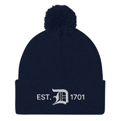 Detroit 'EST. 1701' Pom-Pom Beanie (w/ Old English 'D')