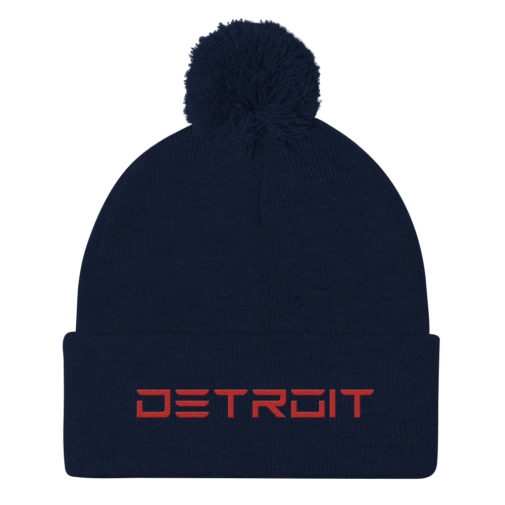 'Detroit' Pom-Pom Beanie (Electric Font) | Red