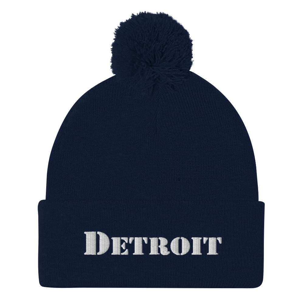 'Detroit' Pom-Pom Beanie (Army Font)