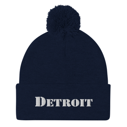 'Detroit' Pom-Pom Beanie (Army Font)