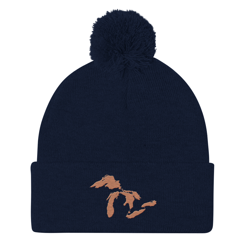 Great Lakes Pom-Pom Beanie (Copper Color)