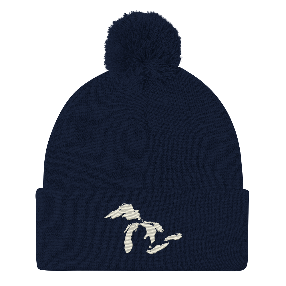 Great Lakes Pom-Pom Beanie (Ivory White)