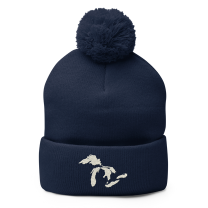 Great Lakes Pom-Pom Beanie (Ivory White)