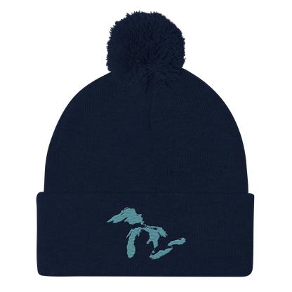 Great Lakes Pom-Pom Beanie (Huron Blue)