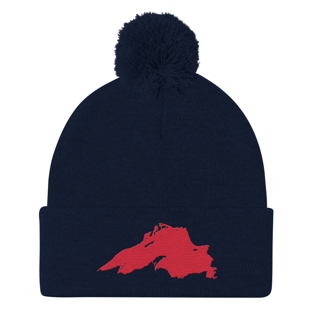 Lake Superior Pom-Pom Beanie | Lighthouse Red