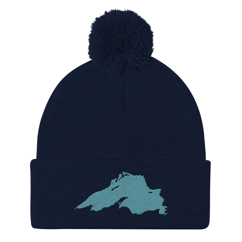 Lake Superior Pom-Pom Beanie | Huron Blue