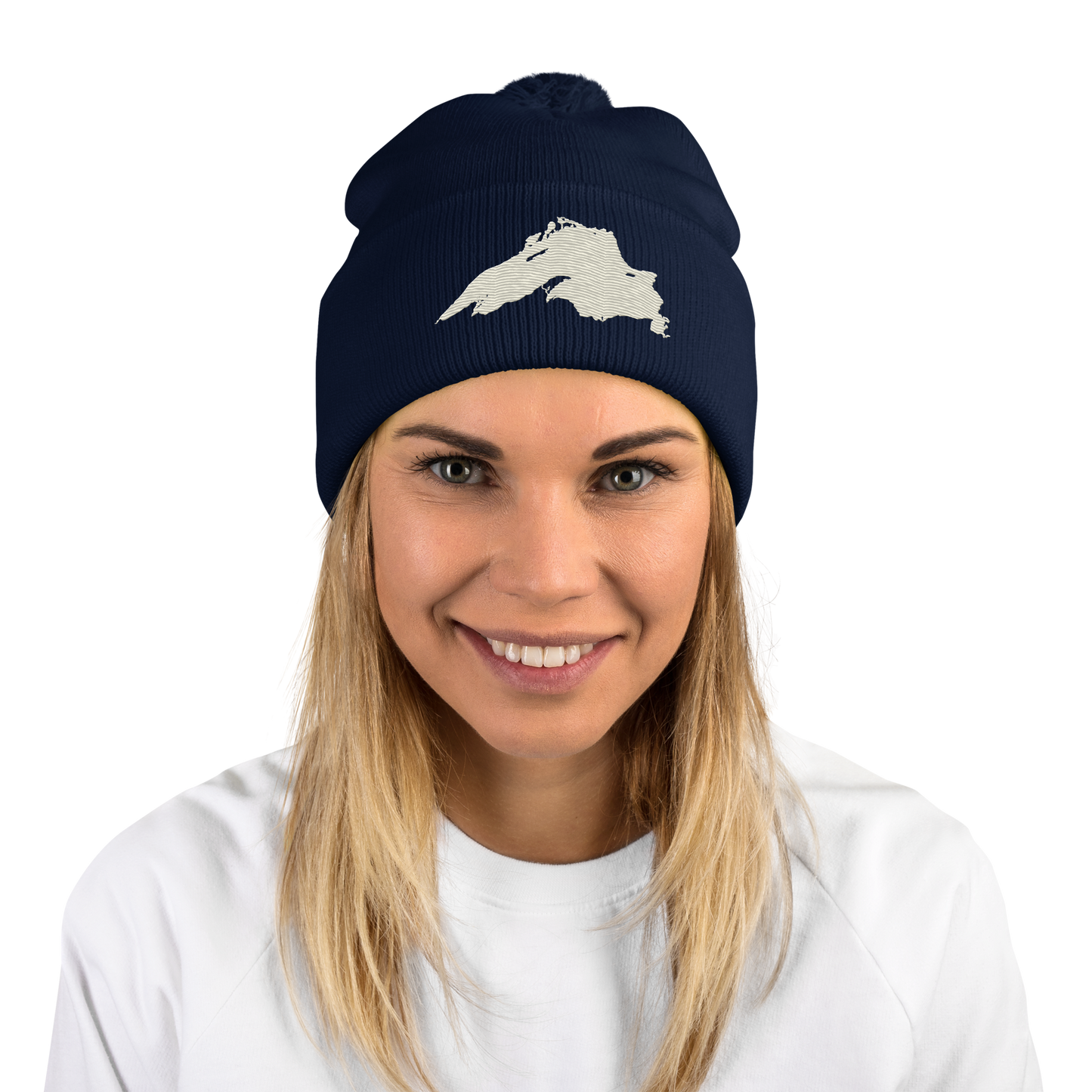 Lake Superior Pom-Pom Beanie | Ivory White