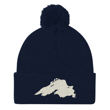 Lake Superior Pom-Pom Beanie | Ivory White