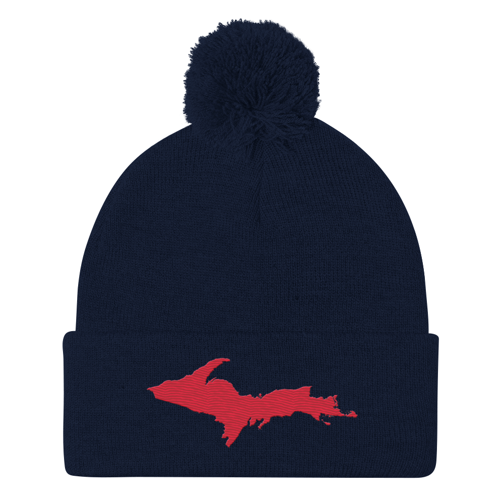 Upper Peninsula Pom-Pom Beanie | Lighthouse Red