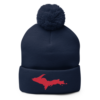 Upper Peninsula Pom-Pom Beanie | Lighthouse Red