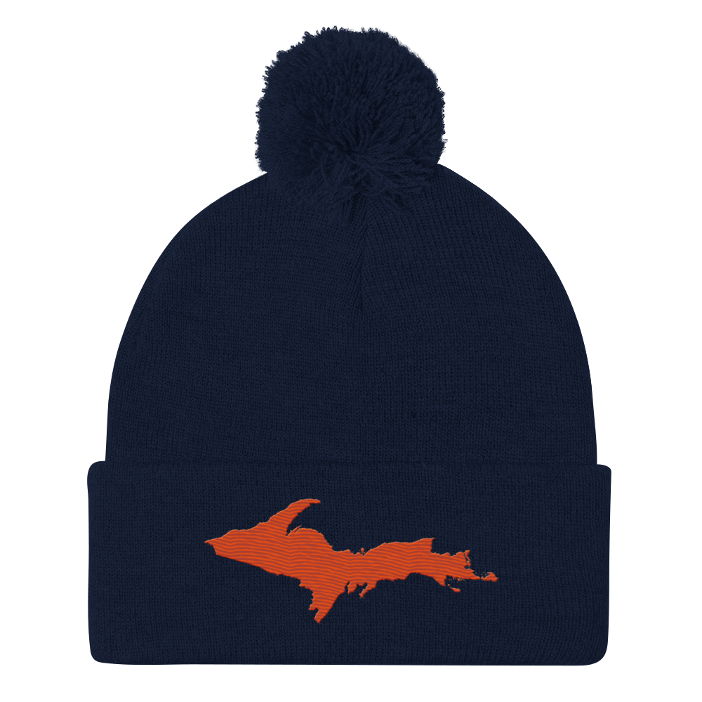 Upper Peninsula Pom-Pom Beanie | Maple Leaf Orange