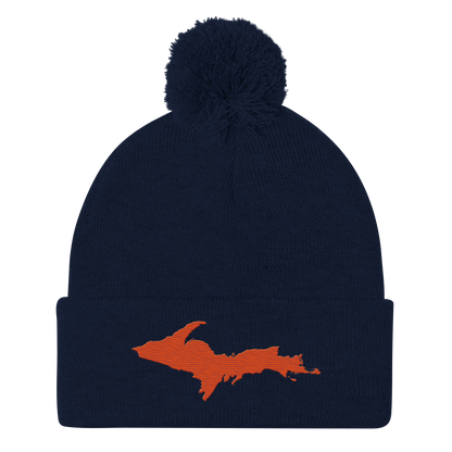 Upper Peninsula Pom-Pom Beanie | Maple Leaf Orange