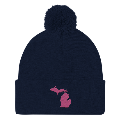 Michigan Pom-Pom Beanie | Apple Blossom Pink Outline